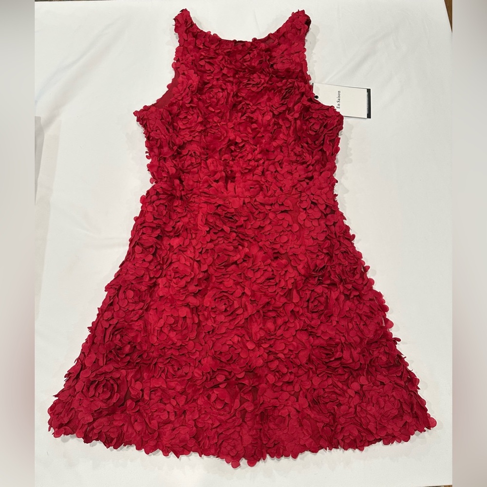 En Saison Red Textured Mini Dress